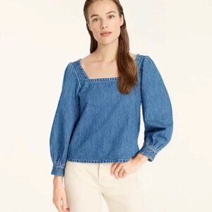 J. Crew Squareneck Chambray Top NWT